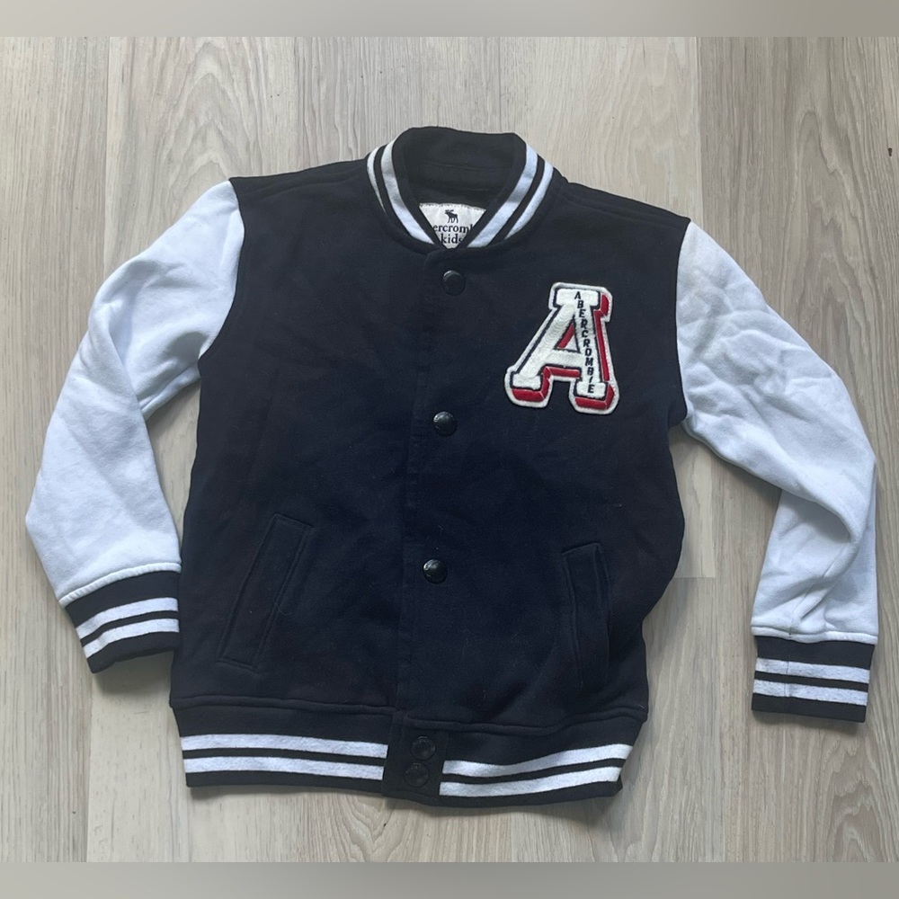 Abercrombie kids varsity navy/white jacket
